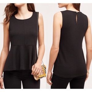 Anthropologie Deletta Savona Black Peplum Top Sz.S